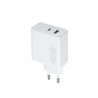 Maxlife φορτιστής MXTC-07-45AC PD QC 1x USB-C 1x USB 45W λευκό Maxlife φορτιστής MXTC-07-45AC PD QC 1x USB-C 1x USB 45W λευκό