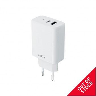 Maxlife φορτιστής MXTC-10-20AC PD QC 1x USB-C 1x USB 20W λευκό Maxlife φορτιστής MXTC-10-20AC PD QC 1x USB-C 1x USB 20W λευκό