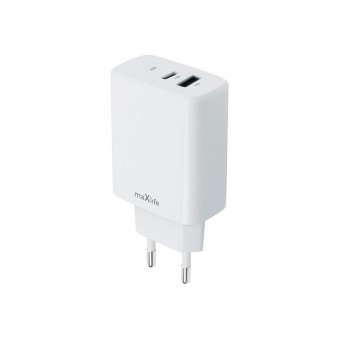 Maxlife φορτιστής MXTC-10-30AC PD QC 1x USB-C 1x USB 30W λευκό