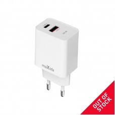 Maxlife φορτιστής MXTC-13-20AC PD QC 1x USB-C 1x USB 20W λευκό