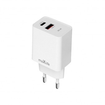 Maxlife φορτιστής MXTC-13-20AC PD QC 1x USB-C 1x USB 20W λευκό
