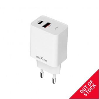 Maxlife φορτιστής MXTC-13-20AC PD QC 1x USB-C 1x USB 20W λευκό