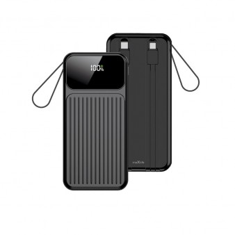 Maxlife Power bank με ενσωματωμένα καλώδια MXPB-06 PD QC 22,5W 10000 mAh μαύρο