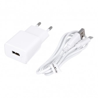 Maxlife φορτιστής MXTC-01 1x USB 2.1A λευκό + καλώδιο USB-C