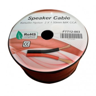 FTT12-003 ΚΑΛΩΔΙΟ ΗΧΕΙΩΝ ΜΑΥΡΟ/ΚΟΚΚΙΝΟ 2 Χ 1.50 CCA