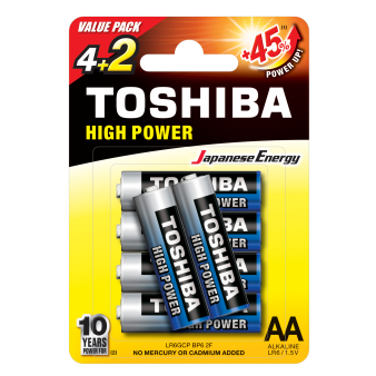 Toshiba High Power AA (blister 4+2 pcs) - LR6GCP BP6 2F