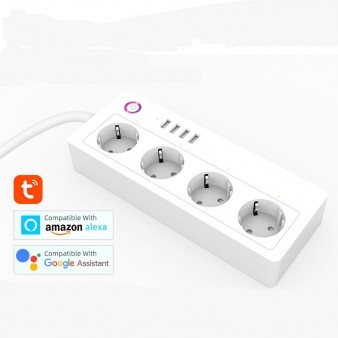 TUYA Έξυπνη υποδοχή Wi-Fi με 4 υποδοχές και 4 θύρες USB