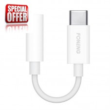 Foneng Audio cable 3.5mm jack to USB type-C (white)