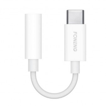 Foneng Audio cable 3.5mm jack to USB type-C (white) Foneng Audio cable 3.5mm jack to USB type-C (white)