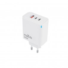 Maxlife φορτιστής MXTC-09-65ACC GaN PD QC 2x USB-C 1x USB 65W λευκός