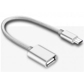 FTT4-053 ΚΑΛΩΔΙΟ Micro USB-OTG 14cm Ασημί
