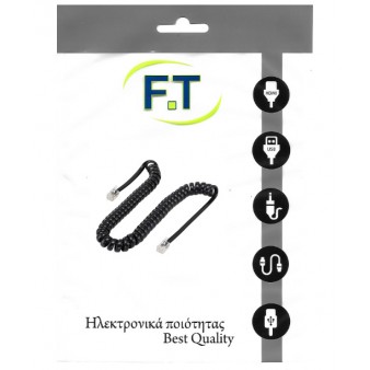 FTT16-312 Black Τηλεφωνική καλωδίωση SPIRAL ΑΚΟΥΣΤΙΚΟΥ 6P4C 1.5m
